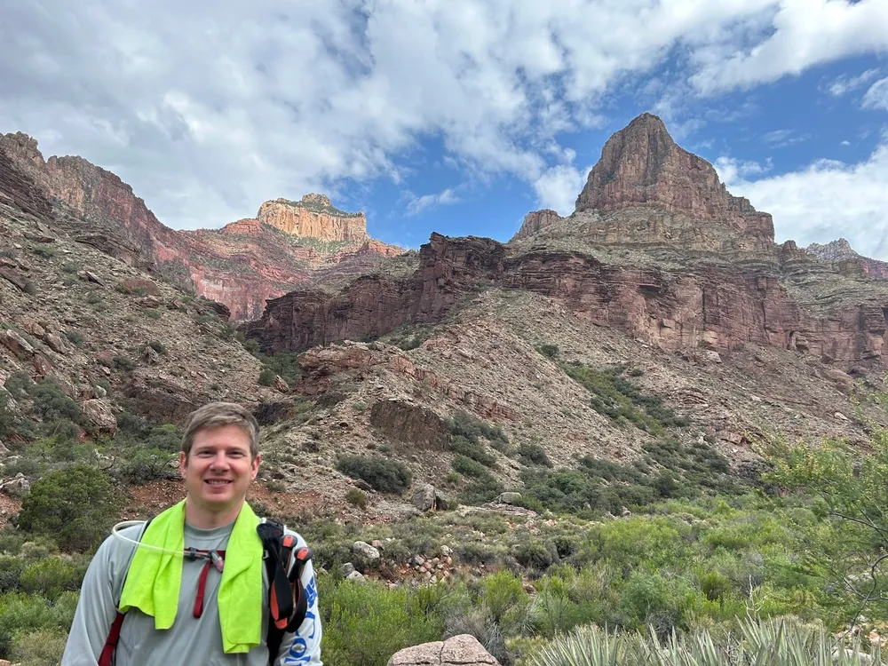 Peter Lohmann hiking in the Grand Canyon during his 2025 Crane Break